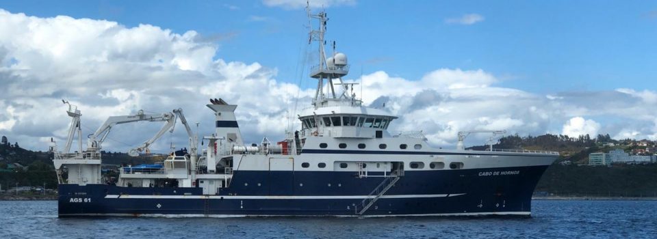 IFOP Cabo de Hornos vessel  conducts a research cruise on southern tail and three-finned hake