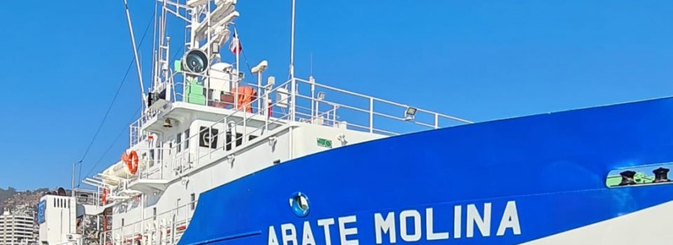 Abate Molina Scientific ship set sail to investigate  common sardine and anchovy. between Valparaíso and Los Lagos Regions.
