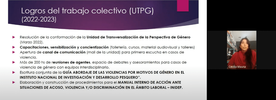 Charla sobre perspectiva de género en las Instituciones de Investigación Pesquera y Acuícola de la Alianza del Pacífico